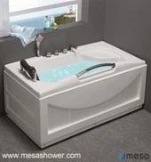 Classic Rétthyrnd Whirlpool Nudd Baðkar með handhafa