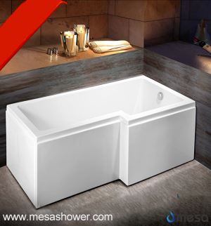 New Arrival L-Shaped Solid Surface Acrylic Bathtub