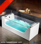 Nýlega Rétthyrnd Tvöfaldur Glerhlið Whirlpool Bath Tub Fyrir Tveir Einstaklingar