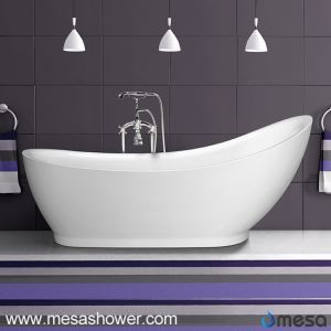 Pure White Acryl Óregluleg Oval Japansk Soaking Hot Tub MEC3157