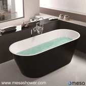 Akrýlfrjálst Oval Shape Deep Soaking Tub-Svartur Lúxus