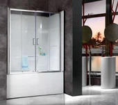 Corner Tub Surround Surround Wall Kit með renna gler hurð